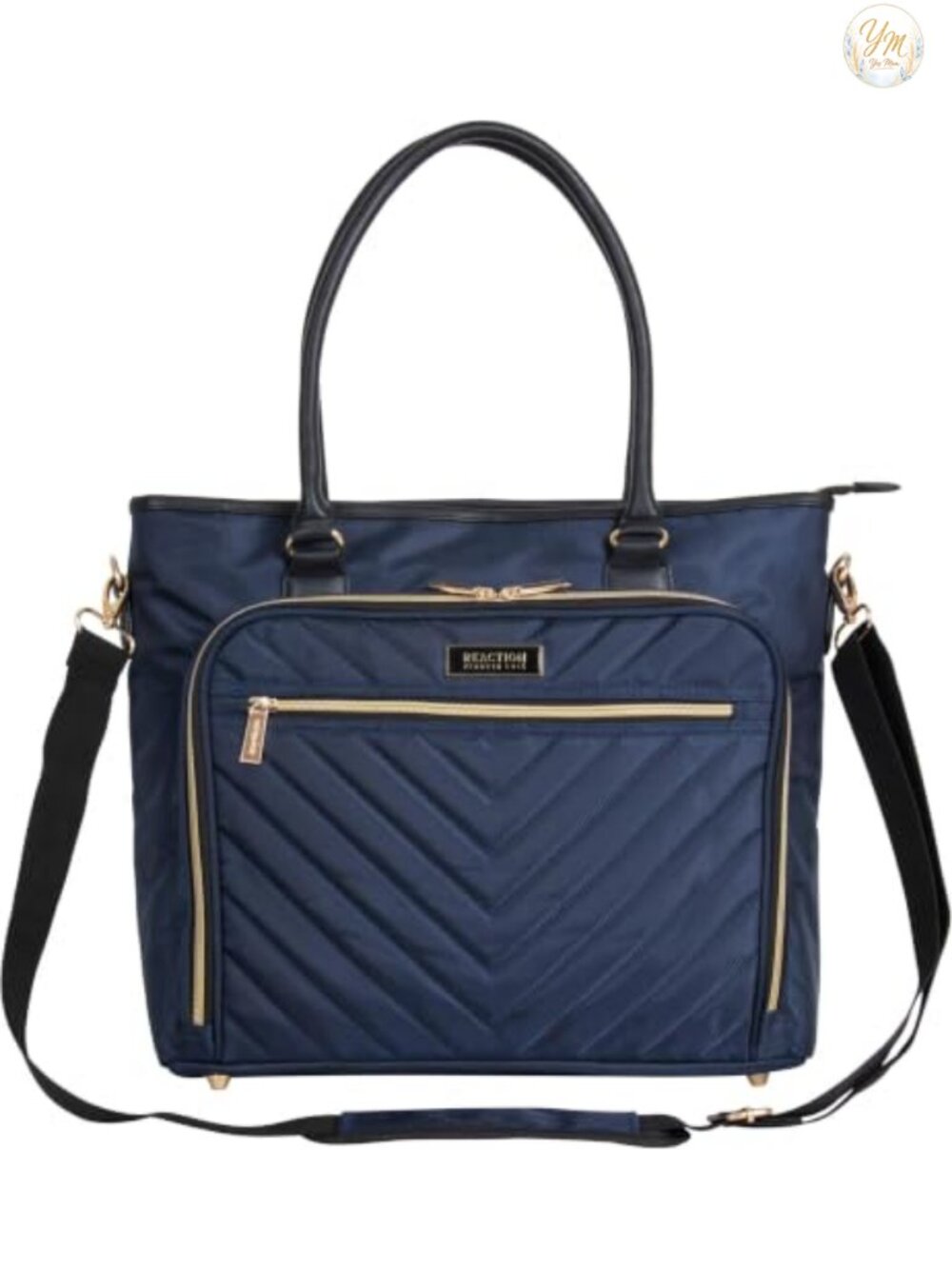 Quilted Chevron 15-Inch Laptop Tablet Business Tote with Removable Shoulder